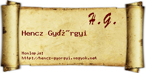 Hencz Györgyi névjegykártya